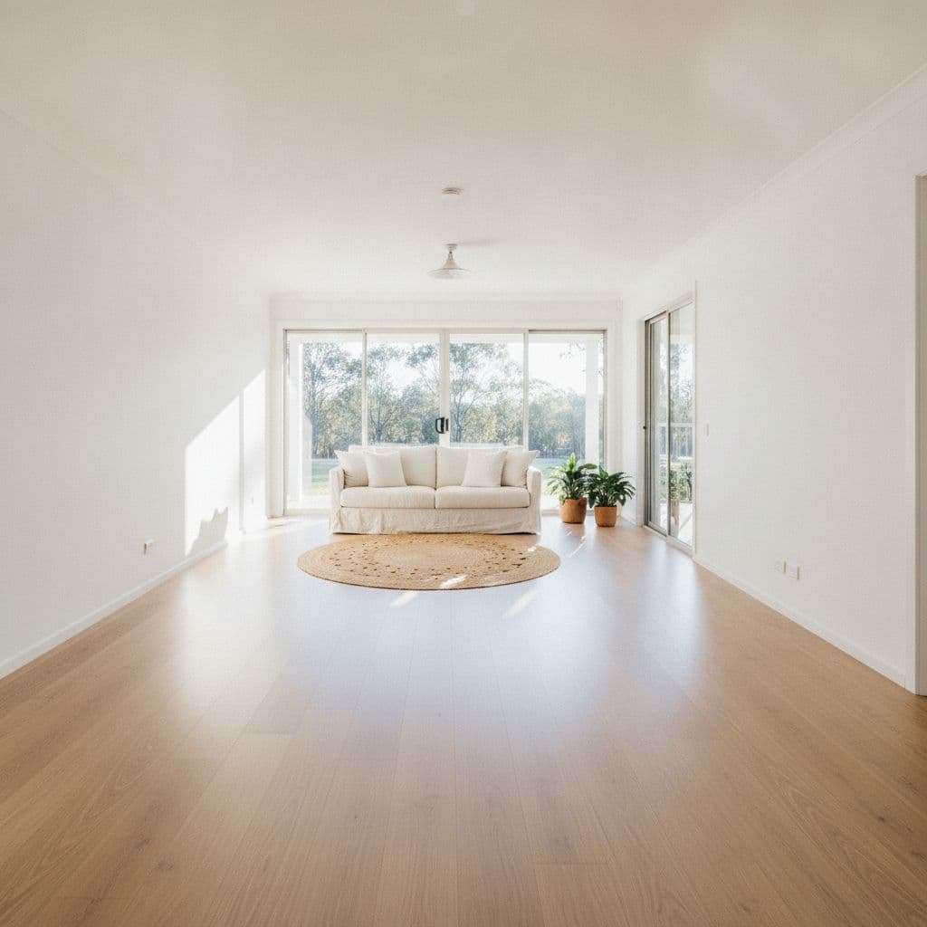 Living room with natural oak hybrid flooring